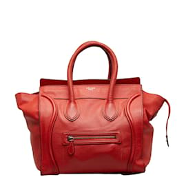 Céline-Celine Mini Leather Luggage Tote Bag Leather Tote Bag 165213 in Good condition-Orange
