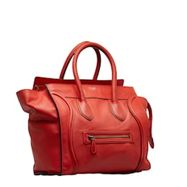 Céline-Celine Mini Leather Luggage Tote Bag Leather Tote Bag 165213 in Good condition-Orange