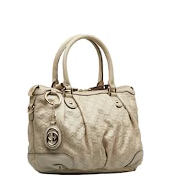 Gucci-Guccissima Sukey Handtasche aus Leder 247902-Weiß
