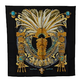 Hermès-Bufanda de seda Carré Mexique-Negro