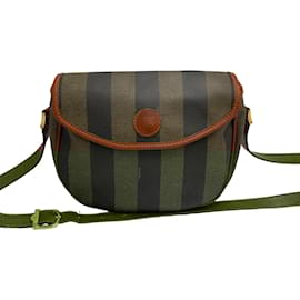 Fendi-Pequin Flap Crossbody Bag-Brown