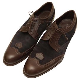 Louis Vuitton Scarpe stringate oxford brogue in pelle scamosciata blu da uomo 8 Marrone Blu