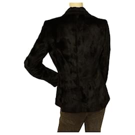 Moschino-Moschino Jeans Blazer con botones a presión y logo de terciopelo negro Talla de chaqueta 44-Negro