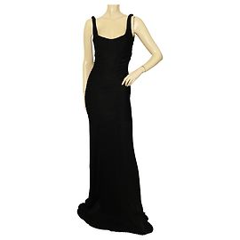 Zac Posen Noir Longueur Au Sol Maxi Robe De Soirée En Maille Fine Robe Sans Manches Taille M Noir