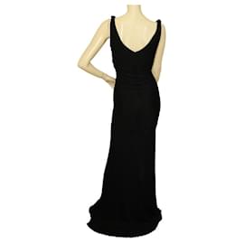 Zac Posen-Zac Posen Black Floor Length Maxi Fine Knit Evening Gown Sleeveless Dress size M-Black