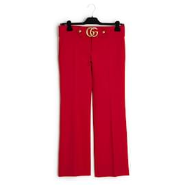 Gucci-2016 Calça Marmont Red Flared FR40-Vermelho