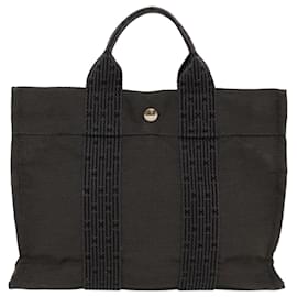 Hermès-HERMES Her Line PM Tote Bag Nylon Gray Auth bs8220-Grey