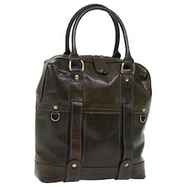 Burberry-BURBERRY Hand Bag Leather Khaki Auth bs8159-Khaki