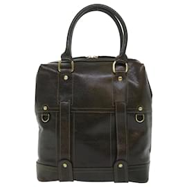 Burberry-BURBERRY Hand Bag Leather Khaki Auth bs8159-Khaki