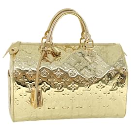 Louis Vuitton-LOUIS VUITTON Monograma Miroir Speedy 30 Bolsa de Mão Dourada Dore M95272 Autenticação de LV 54048NO-Dourado,Outro