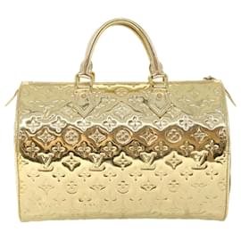 Louis Vuitton-LOUIS VUITTON Monogram Miroir Speedy 30 Hand Bag Gold Dore M95272 LV Auth 54048a-Golden,Other