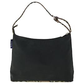 Autre Marque-Burberrys Nova Check Blue Label Shoulder Bag Nylon Leather Black Auth 53720-Black,Beige