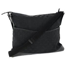 Gucci-GUCCI GG Canvas Shoulder Bag Black Auth 53665-Black