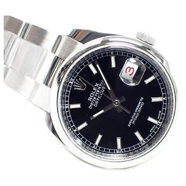 Rolex Datejust36 Índice Preto 116200 '11 Masculino Prata