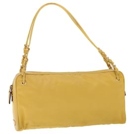 Prada-PRADA Shoulder Bag Nylon Leather Yellow Auth ac2164-Yellow