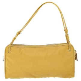 Prada-PRADA Shoulder Bag Nylon Leather Yellow Auth ac2164-Yellow