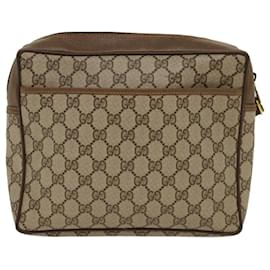 Gucci-GUCCI GG Canvas Clutch Bag PVC Leder Beige Auth ep1718-Beige