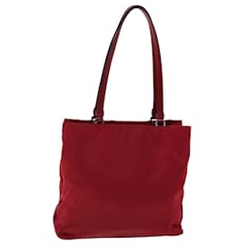 Prada-PRADA Borsa Tote Nylon Pelle Rossa Auth 53709-Rosso