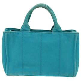 Prada-PRADA Canapa PM Hand Bag Canvas Light Blue Auth ep1689-Light blue