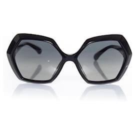 Chanel-Chanel, Schwarze sechseckige Sonnenbrille-Schwarz