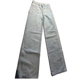 Jeans largos Sandro azuis de algodão com bolsos bordados Azul