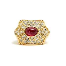 Christian Dior-Anillo Fancy Ruby Diamonds TDD49 US4.75-Dorado