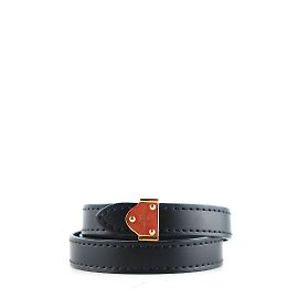 LOUIS VUITTON - Bracciale triplo in pelle nera Nero