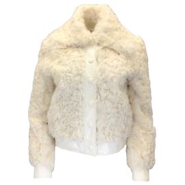 Jaqueta de pele de cordeiro Tory Burch Ivory Camilla Cru