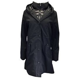 Bogner Black Hooded Multilayered Coat Black