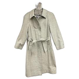 Burberry-Tamanho do casaco de tweed vintage Burberry 36-Bege,Cinza
