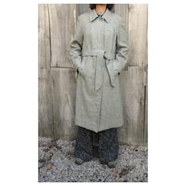 Burberry-talla de abrigo vintage de tweed Burberry 36-Beige,Gris