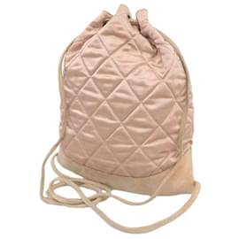 Chanel-Chanel Quilted Satin Drawstring Backpack Canvas Backpack in Good condition-Pink