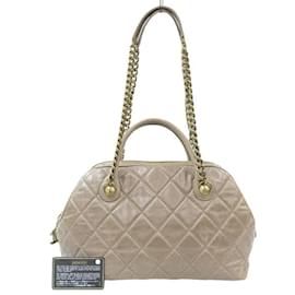 Chanel-Quilted Leather Bowler Bag-Brown