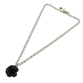 Chanel-Kamelie-Anhänger-Halskette-Schwarz