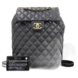 Chanel-CC Quilted Leather Drawstring Backpack A91121-Black