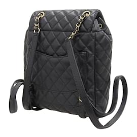 Chanel-Chanel CC Quilted Leather Drawstring Backpack Leather Backpack A91121 in Good condition-Black