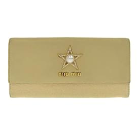 Miu Miu-Miu Miu Leather Flap Wallet Leather Long Wallet 5MH369 in Good condition-Yellow