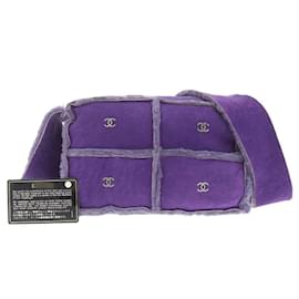 Chanel-Suede & Shearling Shoulder Bag-Purple
