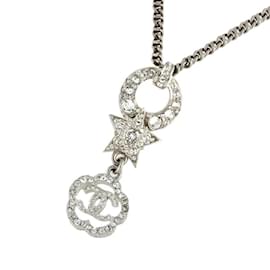 Chanel-CC Rhinestone Star Pendant Necklace in Great Condition-Silvery