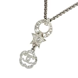 Chanel-CC Rhinestone Star Pendant Necklace-Silvery