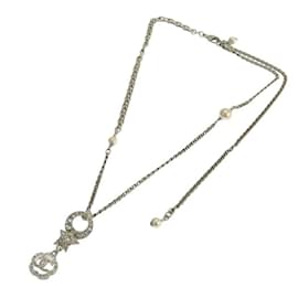 Chanel-Halskette mit Sternanhänger und CC-Strasssteinen-Silber