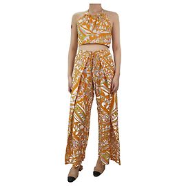 Emilio Pucci Conjunto top e calça laranja com decote redondo - tamanho UK 10 Laranja