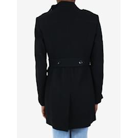 Burberry-Abrigo negro de lana con botones - talla UK 6-Negro
