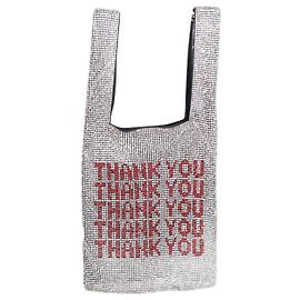 Alexander Wang Bolsa prateada brilhante com alça superior obrigado Prata