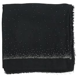 Saint Laurent-Black dotted branded scarf-Black