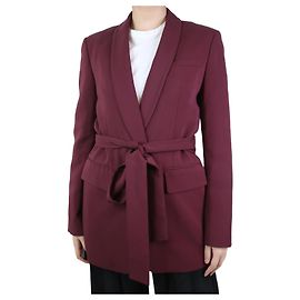 Tibi Burgunderroter Ein-Knopf-Blazer mit Gürtel – Größe XS Bordeaux