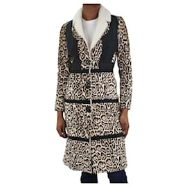 Burberry-Abrigo de borreguito marrón con estampado de leopardo - talla IT 36-Castaño