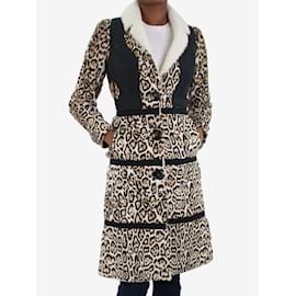 Burberry-Abrigo de borreguito marrón con estampado de leopardo - talla IT 36-Castaño