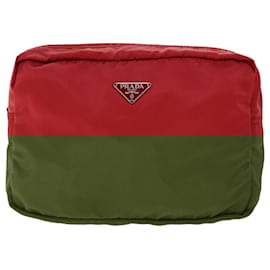 Prada-Pochette Prada en nylon 2Ensemble Kaki Rouge Auth bs6416-Rouge