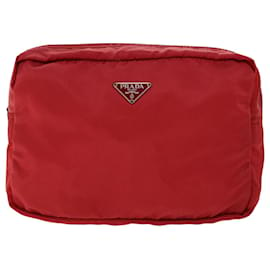Prada-Prada pouch nylon 2Set Khaki Red Auth bs6416-Red